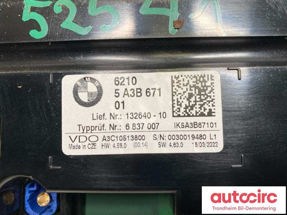 Instrumentpanel til BMW X2 2018-->> (F39) (F39) (62105B413C6|6210 5A3B 671|)