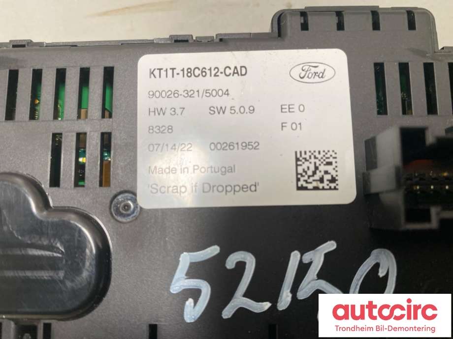 Varmeapparat betjening til Ford Transit Connect 2018-->> Type II, Fase 2  (FORD|KT1T-18C612-CAD|2595986|)
