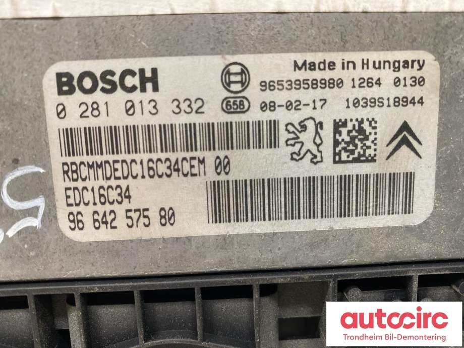 Styreenhet motor til Peugeot 307 2005-2008 (Fase 2)  (BOSCH|9664257580|1942NZ|1942 NZ| 96 642 575 80| 0281013332)