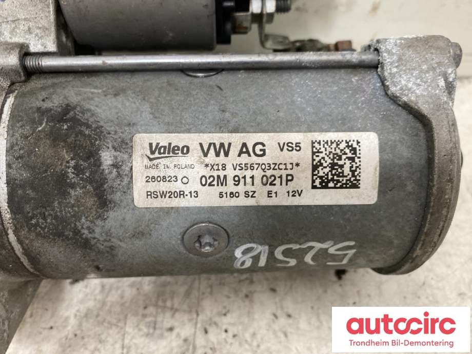 Starter diesel til VW Crafter 2016-->> (Type II)  (VALEO|02M911021P|65.26201-6002|)
