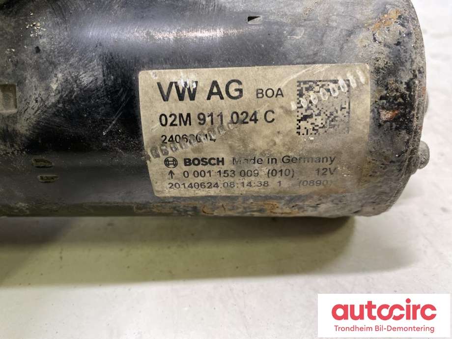 Starter diesel til VW Transporter / Caravelle 2009-2015 (Fase 2) (T5) (T5) (BOSCH|02M911024C|02M911024CX|02M 911 024 CX| 02M 911 024 C| 0001153009)