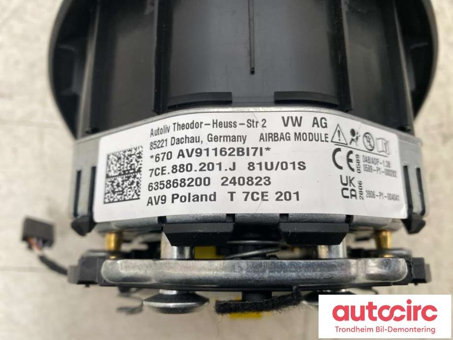Airbag rattpute til VW Crafter 2016-->> (Type II) (..|7CE880201J|65.46445-6001|)