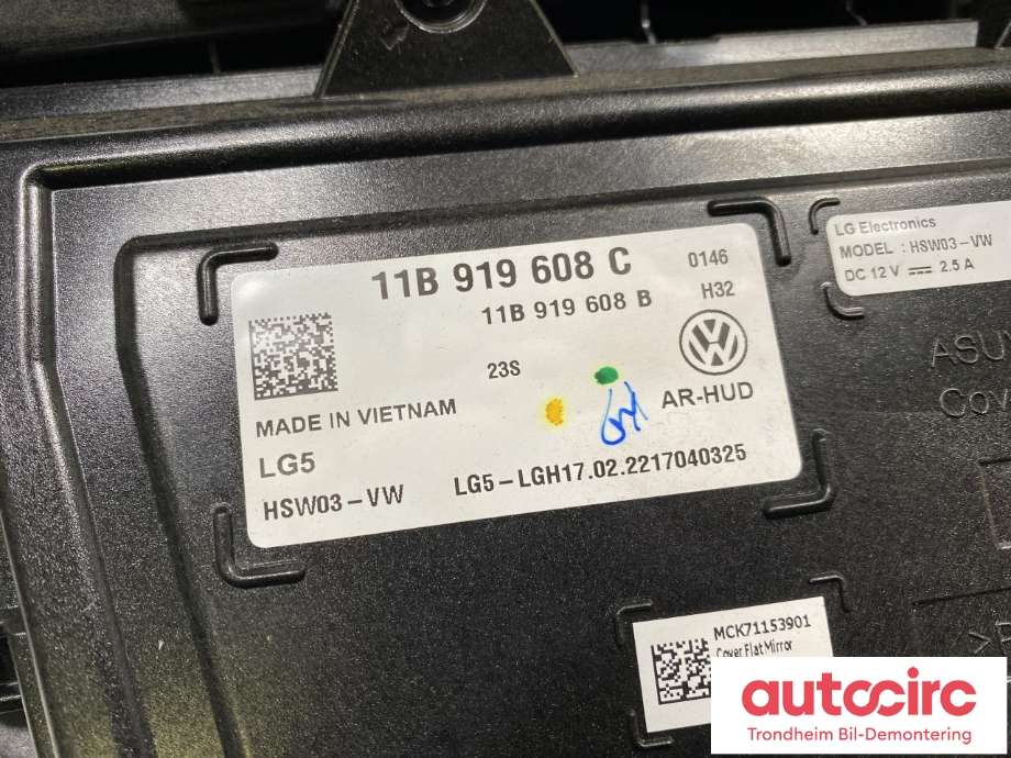 Instrument head-up display (HUD) til VW ID.5 2022-->>  (..|11B919608C|11B919608D|11B 919 608 D| 11B 919 608 C)