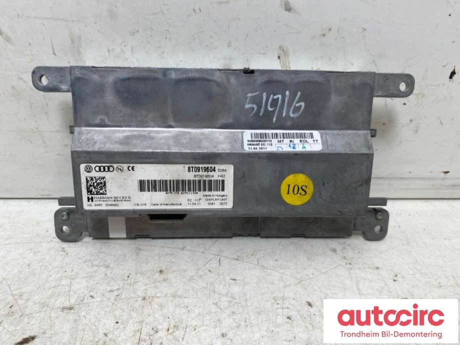Instrument kjørecomputer til Audi Q5 2008-2012 (Type I, Fase 1)  (HARMAN/BECKER|8T0919604|8T0919604B|)