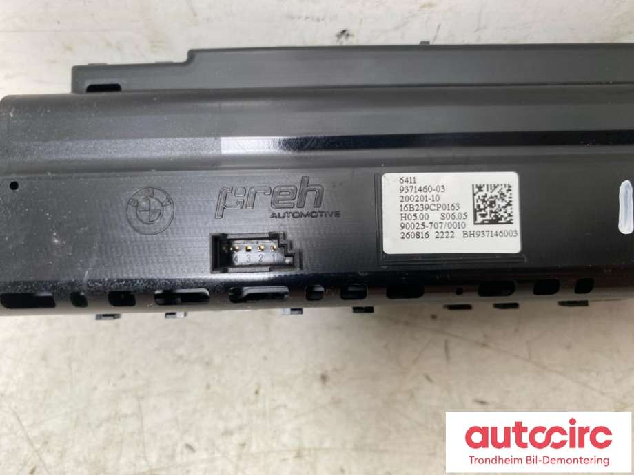 Varmeapparat betjening til BMW 2-Serie, Active/Gran Tourer 2014-->> (F45/F46) (F45/F46) (...|64119371460|9371460|64119461405| 9461405)