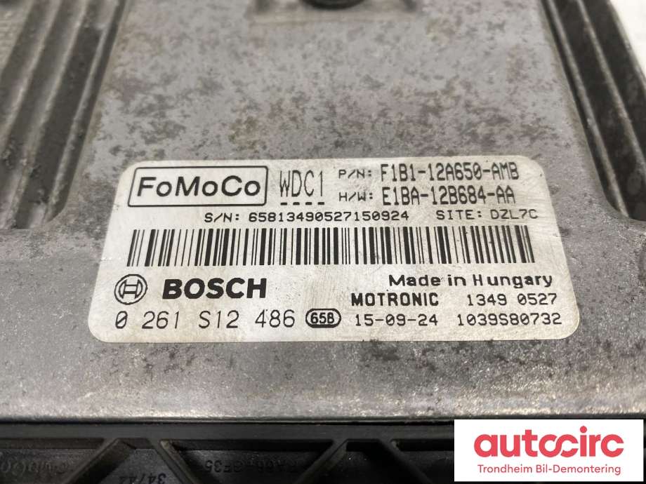 Styreenhet motor til Ford Fiesta 2013-2017 (Type VI, Fase 2)  (BOSCH|F1B1-12A650-AMB|2013029|RMCV6A-12A650-BD| 0261S12486)