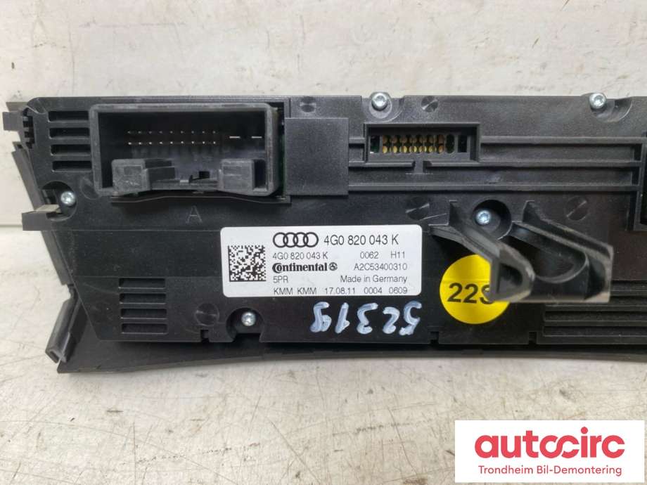Varmeapparat betjening til Audi A6 2011-2014 (Type IV, Fase 1) (C7) (C7) (CONTINENTAL|4G0820043K|A2C53400310|)