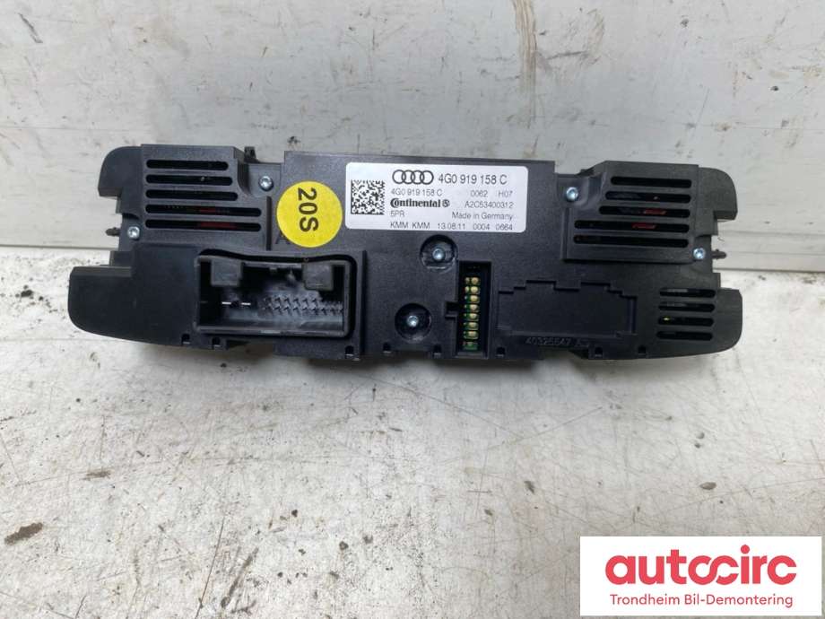 Varmeapparat betjening til Audi A6 2011-2014 (Type IV, Fase 1) (C7) (C7) (CONTINENTAL|4G0919158C|4G0 919 158 C|)