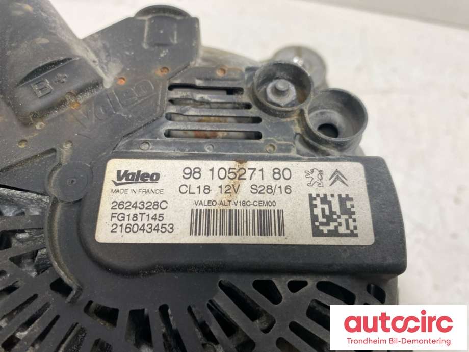 Dynamo diesel til Peugeot 308 2013-2021 (Type II)  (..|96 780 584 80|98 105 271 80|)