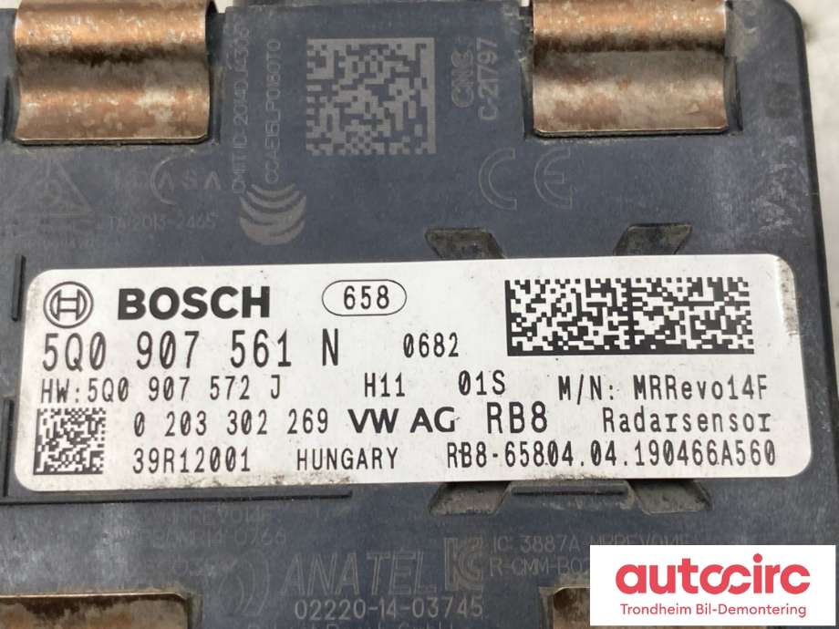 Sensor radar til VW e-Golf 2017-2020 (Fase 2) (BOSCH|5Q0907561N|0203302269|)