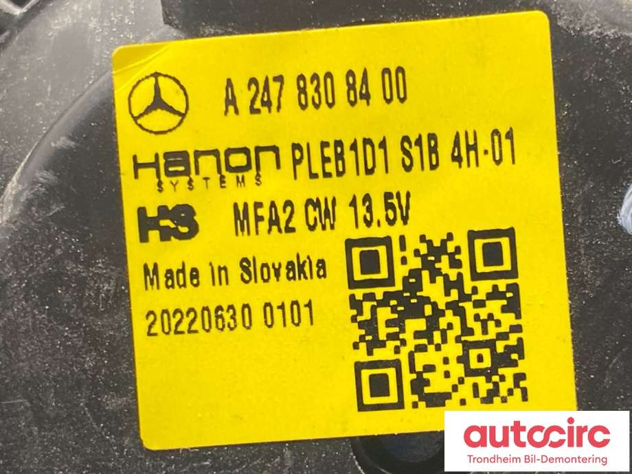 Varmeapparat motor til Mercedes EQB 2022-->>  (A2478308400|)