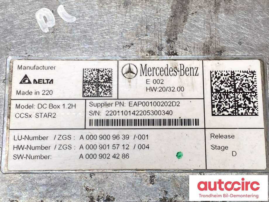 DCDC converter elbil til Mercedes EQB 2022-->>  (A0009009639|A 000 900 81 42|A 000 900 60 46)