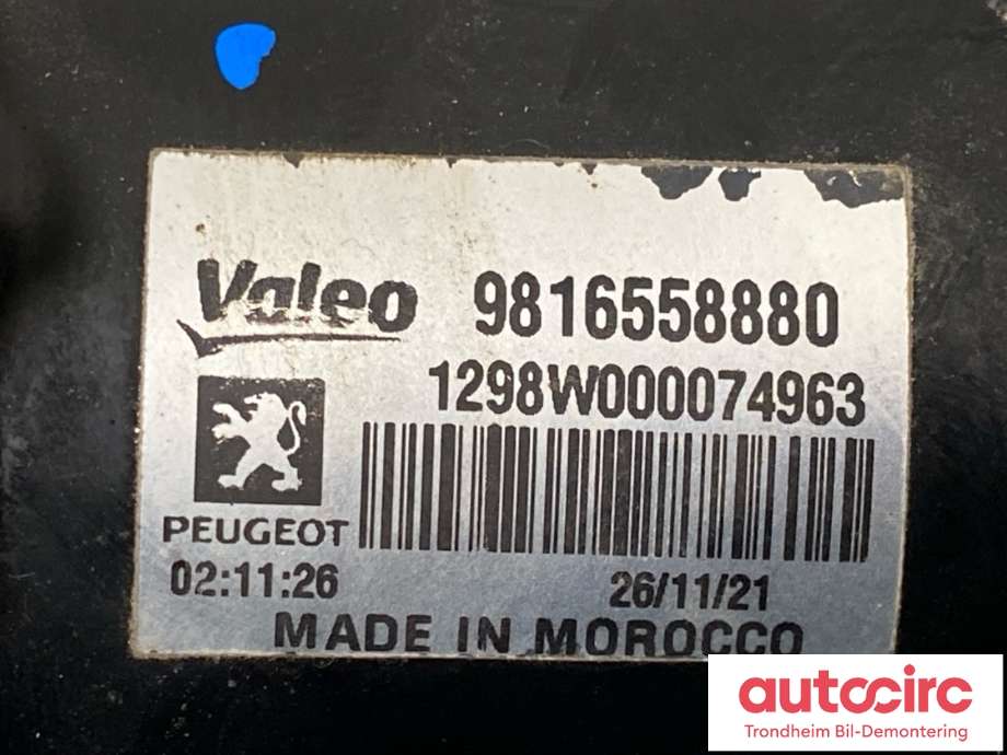Viskermotor frontrute til Opel Combo E 2019-->>  (9816558880|)