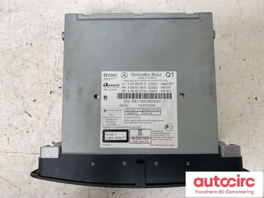 Instrument kjørecomputer til Mercedes GLK 2008-2015 (X204) (X204) (A2049003711|A2049009910|A2049052503 9107)