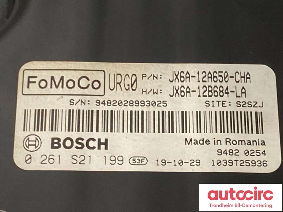 Styreenhet motor til Ford Focus 2018-->> (Type IV) (BOSCH|2303051|JX6A-12A650-LA|JX6A-A650-CHA)