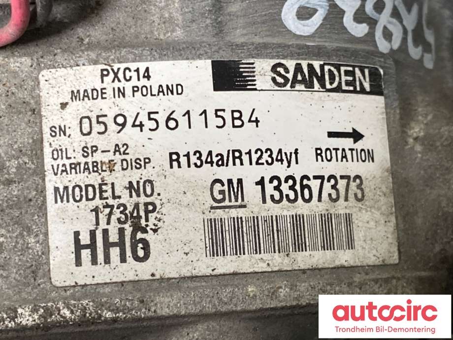 Aircondition kompressor til Opel Astra K 2015-->>  (SANDEN|13427937|39076800|95522241| 95529061)