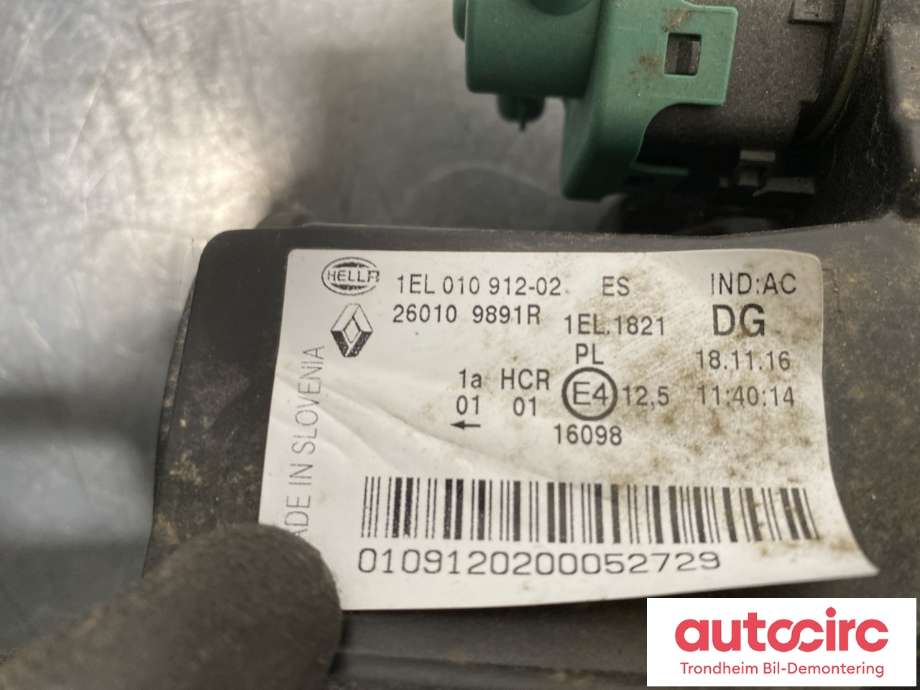 Frontlykt høyre halogen til Renault Zoe 2013-2019 (Fase 1)  (260108268R|)