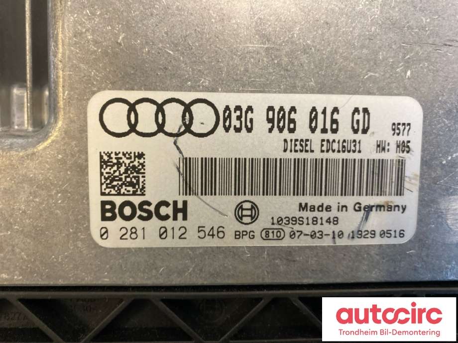 Styreenhet motor til Audi A4 2004-2008 (Type III) (B7) (B7) (BOSCH|03G 997 057 HX|03G 906 016 GD|0 281 012 546)