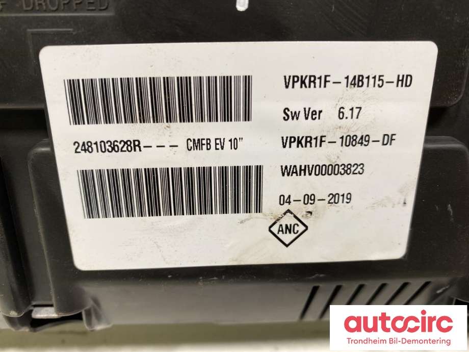Instrumentpanel til Renault Zoe 2019-->> (Fase 2)  (..|248103628R|248096175R|)