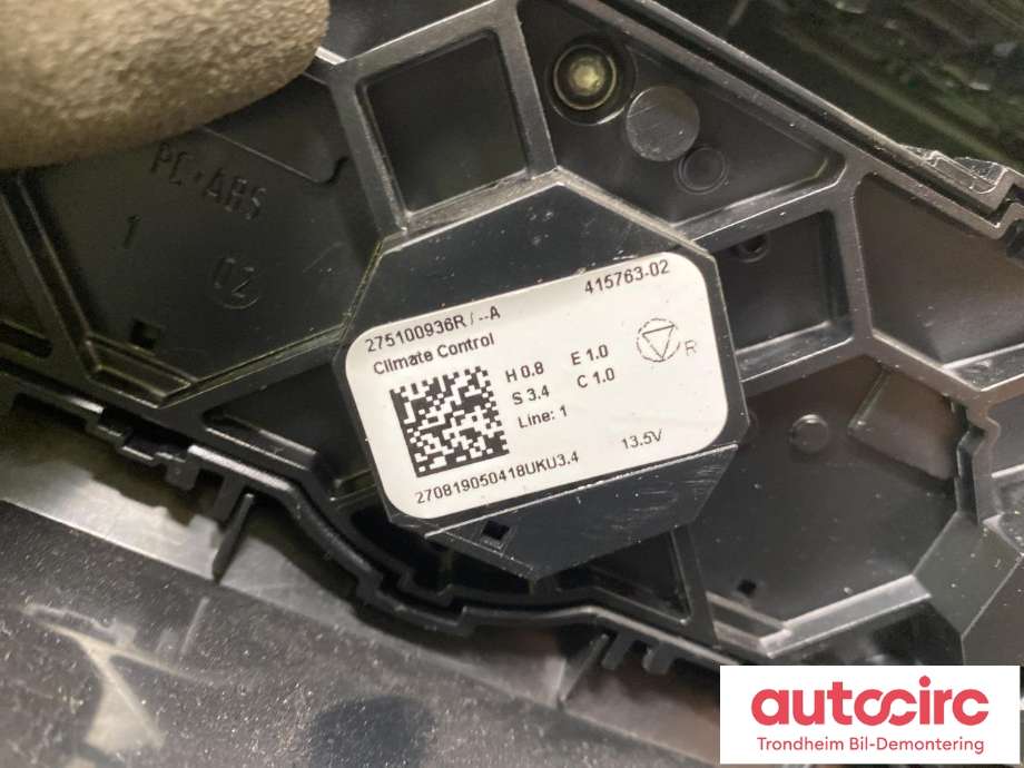 Varmeapparat betjening til Renault Zoe 2019-->> (Fase 2)  (..|275100936R|283E81661R|)