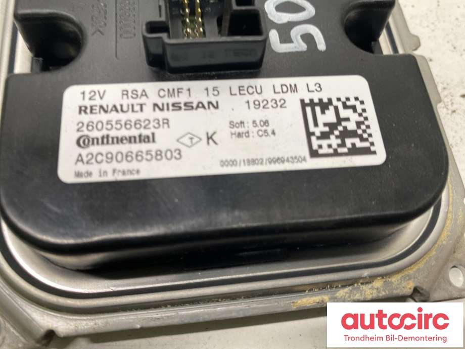 Styreenhet LED til Renault Zoe 2019-->> (Fase 2)  (CONTINENTAL|260556623R|A2C90665803|)