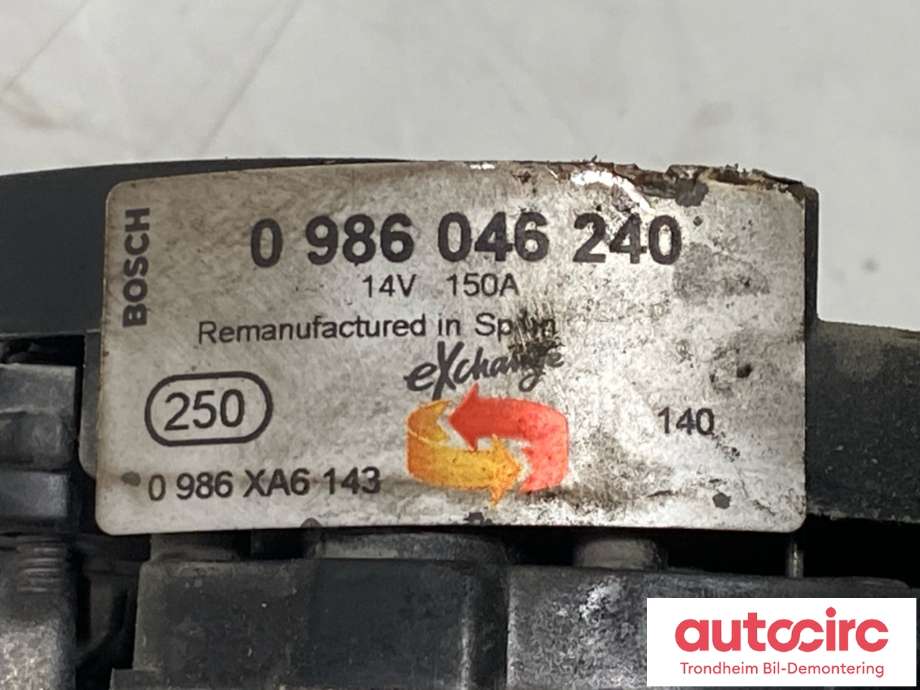 Dynamo diesel til Peugeot 5008 2010-2017 (Type I)  (BOSCH|9646321880|5705AS|5705NH|0124525035|0 986 046 240)