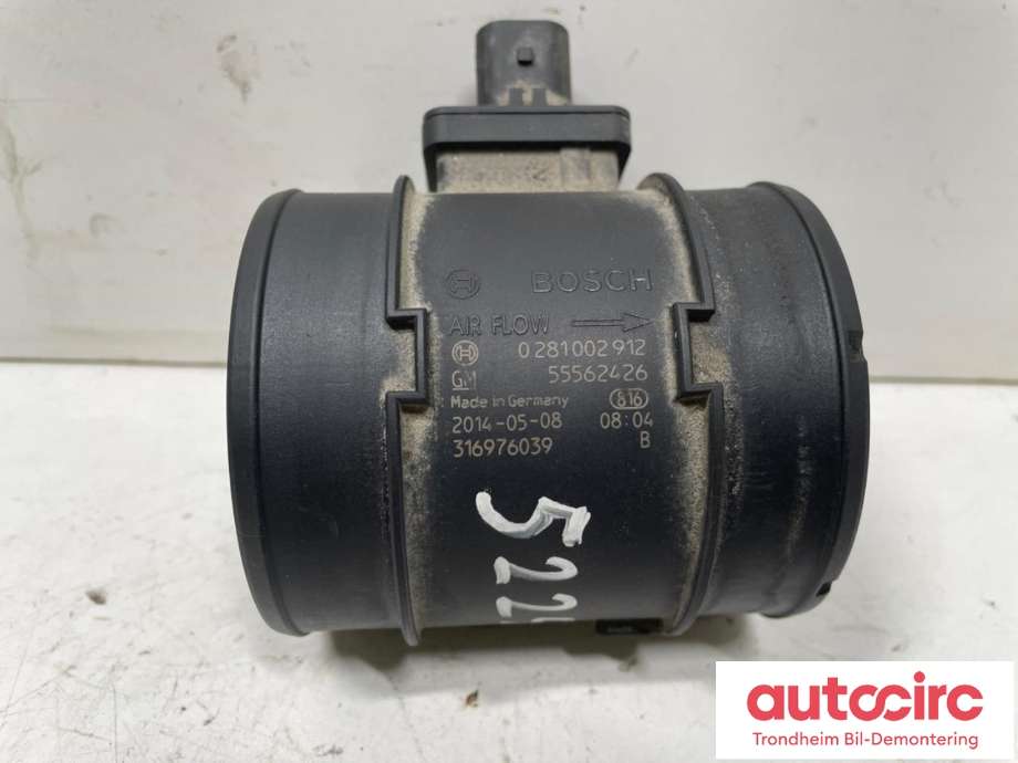 Luftmengde/luftmassemåler til Opel Insignia A 2014-2017  (BOSCH|55562426|12671611|0281002913|316976039|)