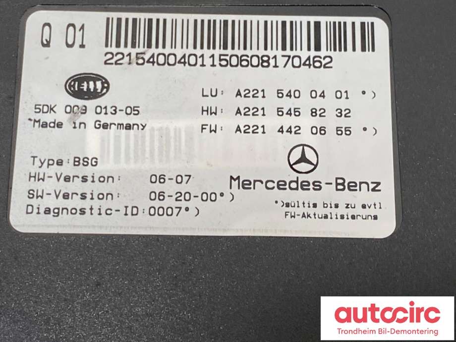 Styreenhet diverse til Mercedes S-Klasse 2005-2013 (W221) (W221) (HELLA|A2215400401|A2215408745|A2215401062| A2215404462)