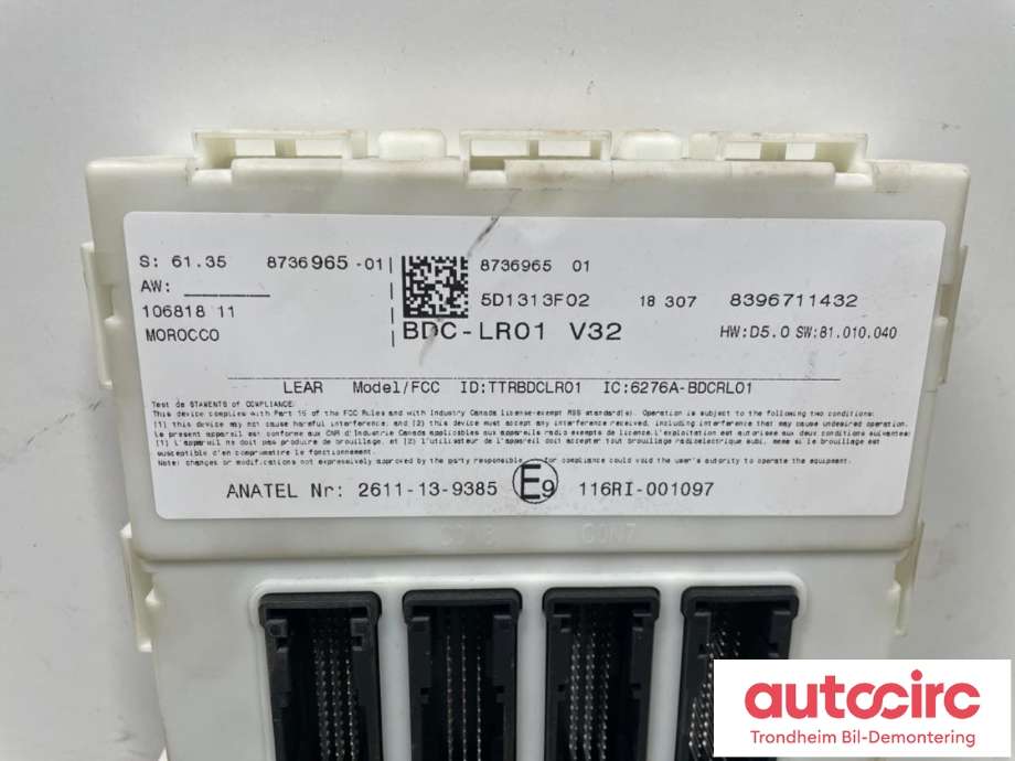 Styreenhet comfort (BCM) til BMW i3 2013-2022 (ANATEL|61 35 5 A40 2E6|61 35 5 A91 FD5|61 35 5 B5D 695)