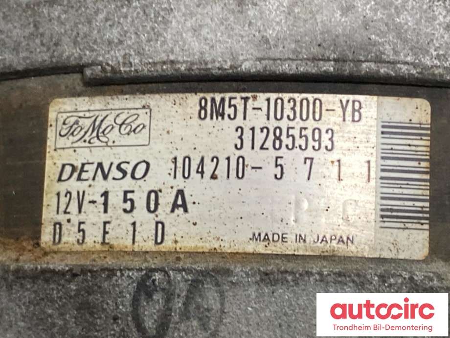 Dynamo diesel til Ford Kuga 2008-2012 (Type I)  (DENSO|1704085|8M5T-10300-YB|31285593)