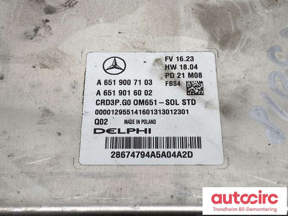 Styreenhet motor til Mercedes Sprinter 2018-->> (907/910) (907/910) (DELPHI|A6519007103|)