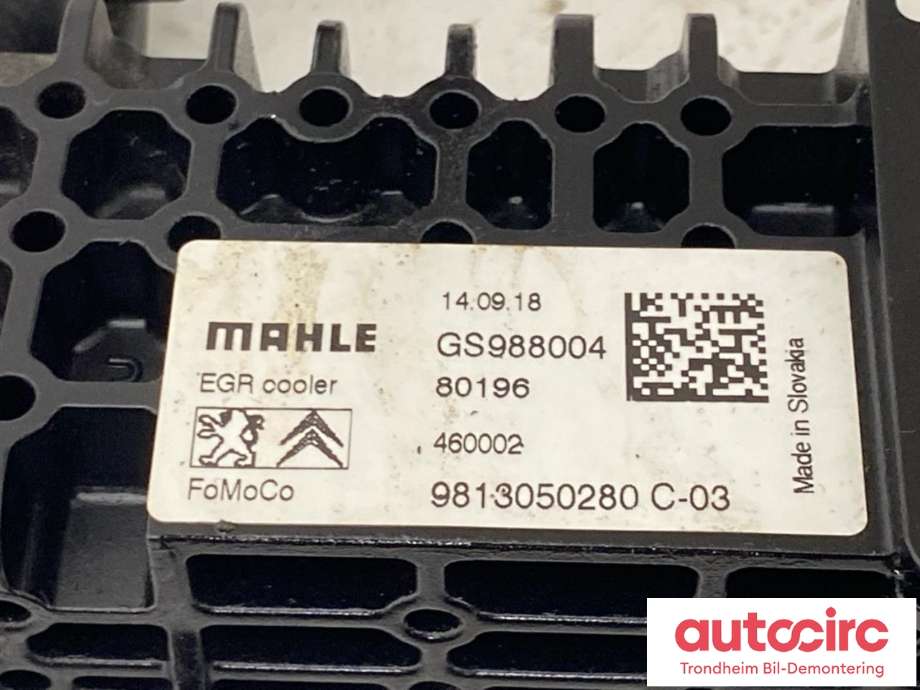 EGR-kjøler til Peugeot 3008 2016-->> (Type II)  (MAHLE|98 130 502 80|98 130 548 80|98 130 541 80)