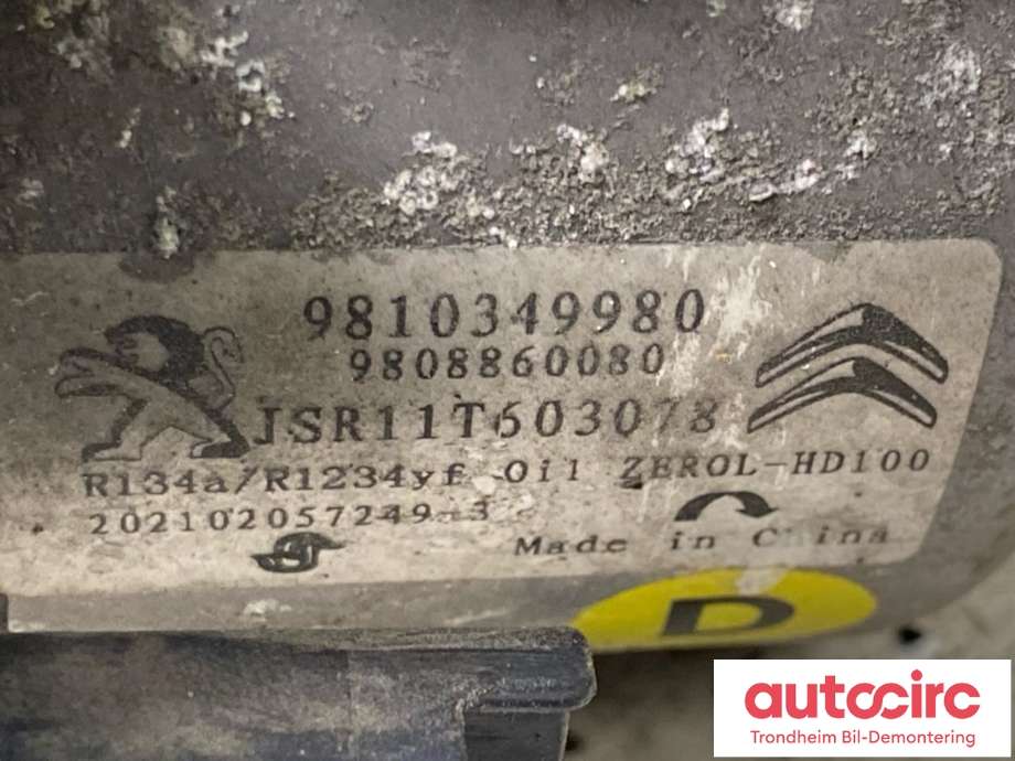 Aircondition kompressor til Opel Combo E 2019-->>  (..|9810349980|)