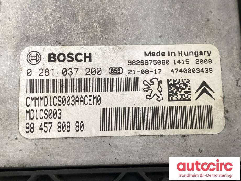 Styreenhet motor til Opel Combo E 2019-->>  (BOSCH|9845780880|0281037200|)