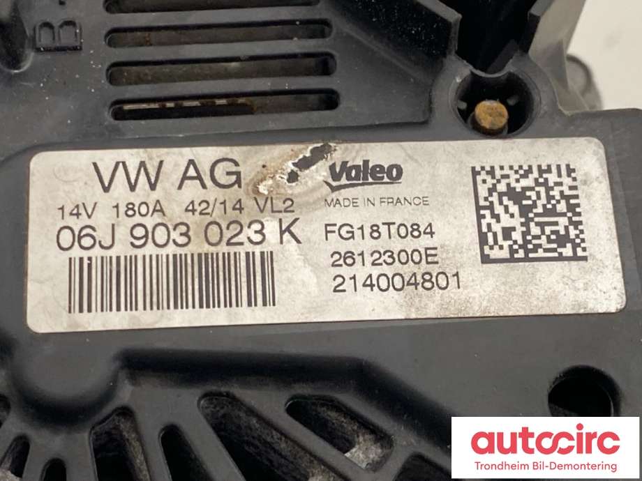 Dynamo til VW Golf VII 2012-2017 (Fase 1) (VALEO|06J903023K|FG18T084|06K903015D)