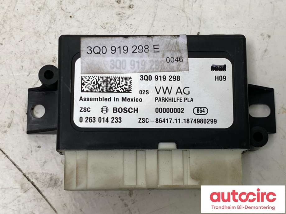Styreenhet parkering til VW Tiguan, 2016-2020 (Type II, Fase 1)  (BOSCH|3Q0919298E)