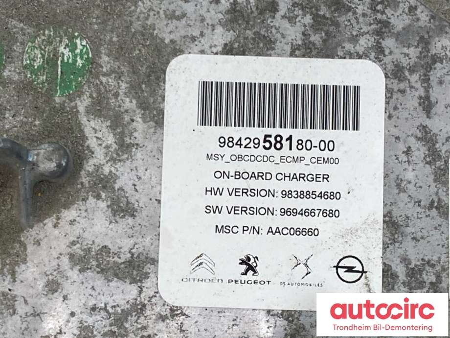 Batterilader (OBC - On Board Charger) til Opel Vivaro C 2020-->> (..|9842958180|)