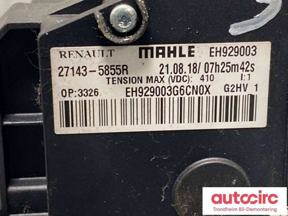 Varmeapparat PTC-heater til Renault Zoe 2013-2019 (Fase 1)  (271437720R|)