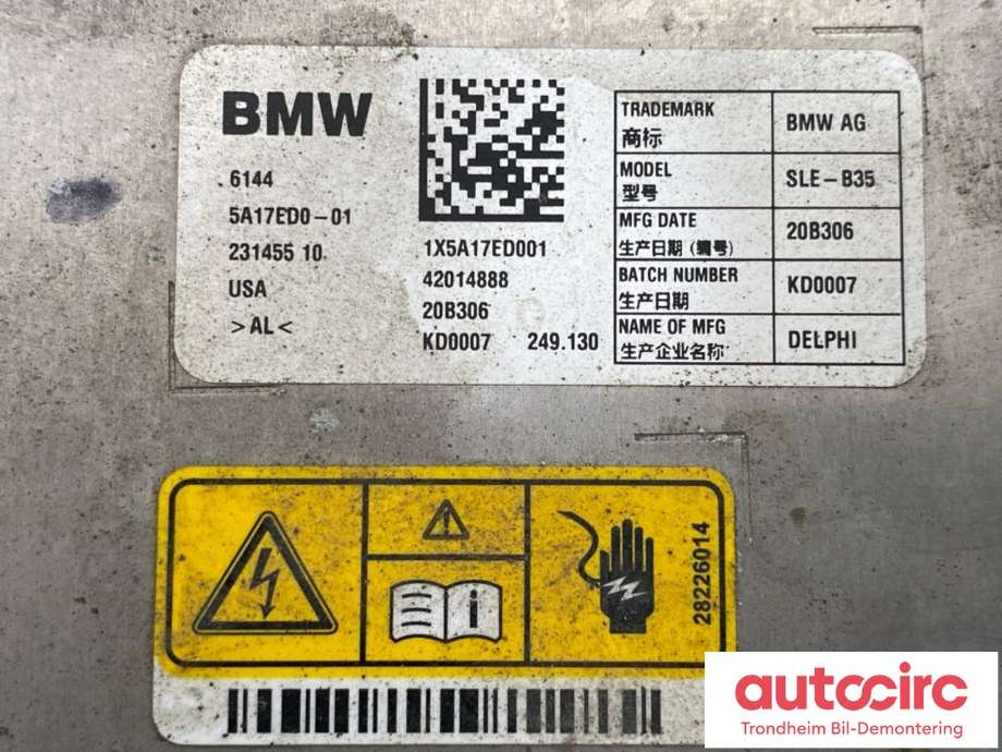 Batterilader (OBC - On Board Charger) til BMW X1 2015-2022 (F48) (F48) (..|5A17ED0|61445A2AF55|)