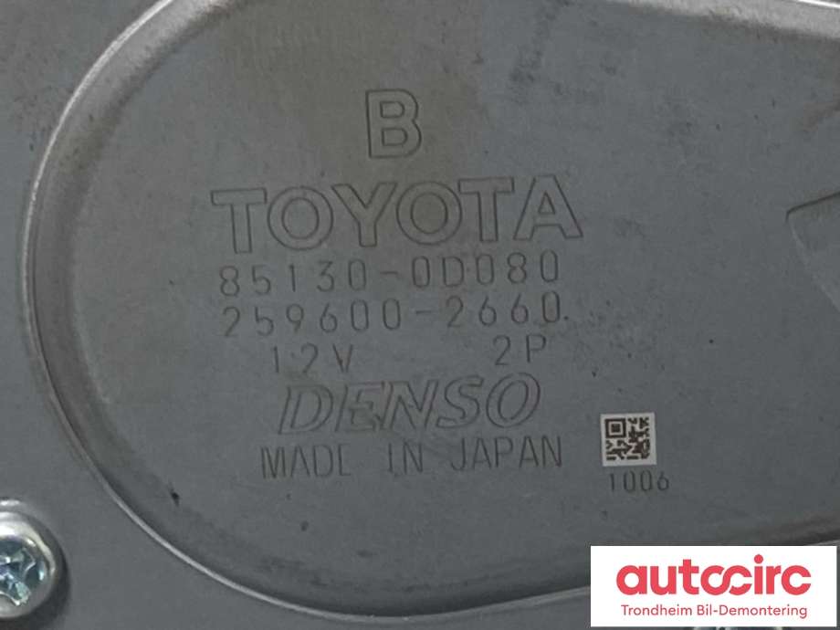 Viskermotor bakrute til Toyota Yaris 2012-2014 (Type III, Fase 1) (DENSO|85130-0D080|)