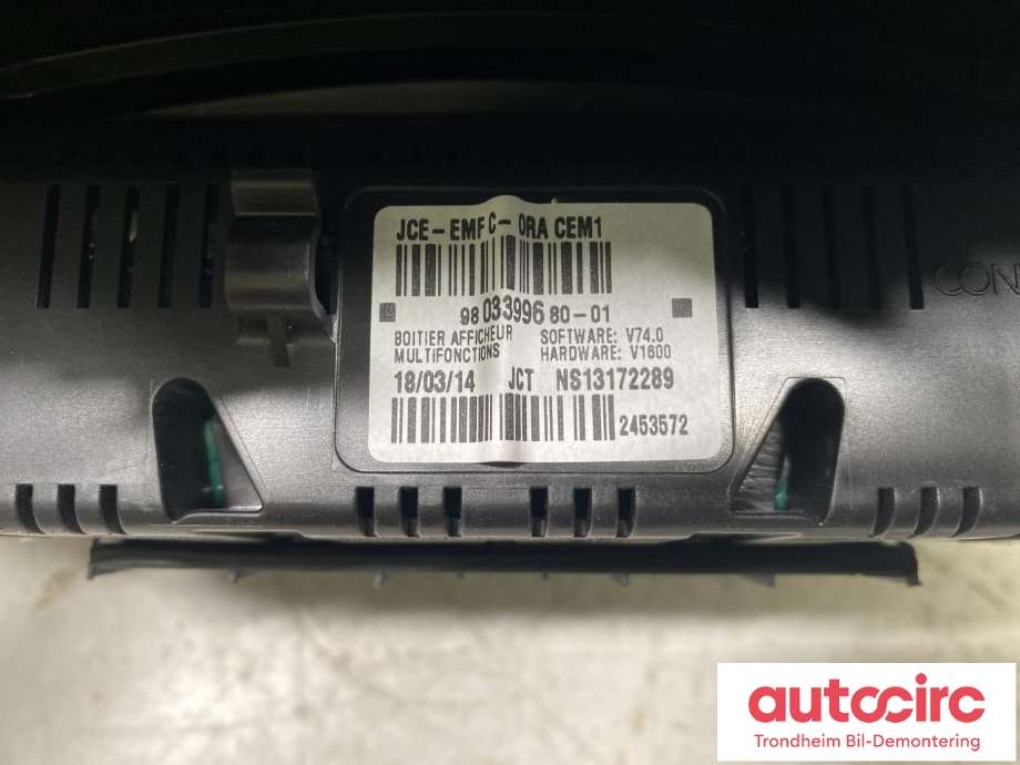 Multimedia display (MCU - Media Controller Unit) til Peugeot Partner 2015-2019 (Type II, Fase 2)  (JOHNSON CONTROLS|9803399680|9680939077|)