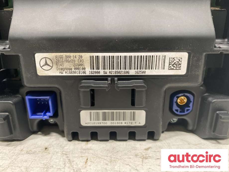 Bilstereo navigasjon skjerm til Mercedes B-Klasse, electric drive 2014-2018 (W242) (W242) (...|A 166 900 14 20|A 166 900 01 15|A 166 900 44 21)