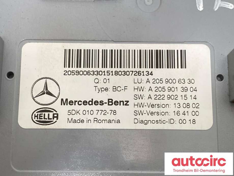 Styreenhet (SAM - Signal Acquisition Module) til Mercedes GLC 2015-2022 (X253) (X253) (..|A2059006921|A2059009321|A2059006822| A2059006330)