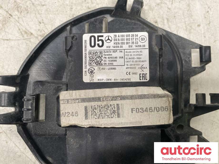 Sensor radar til Mercedes B-Klasse, electric drive 2014-2018 (W242) (W242) (AUTOLIV|A 000 905 28 04|)
