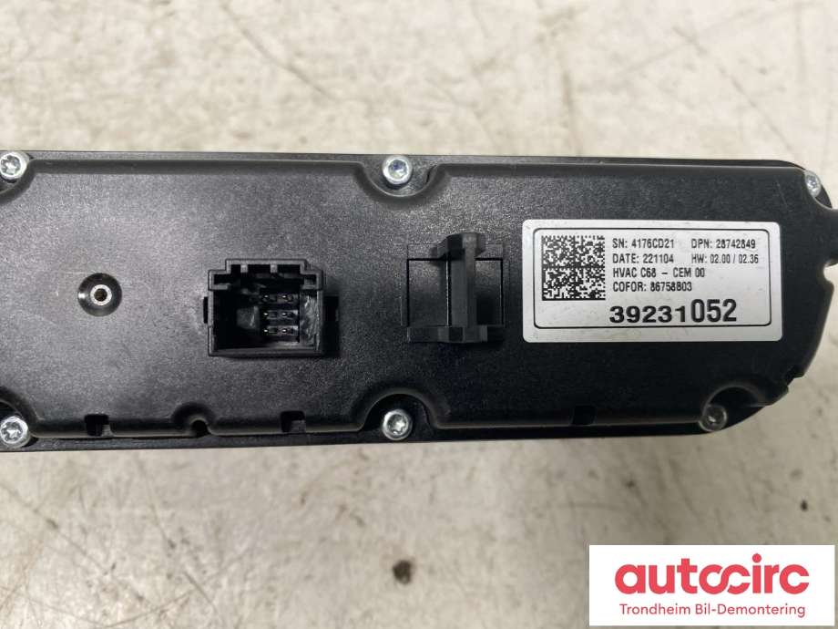 Varmeapparat betjening til Opel Corsa-e 2019-->>  (...|39231052|)