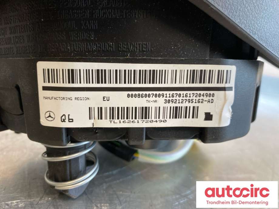 Airbag rattpute til Mercedes B-Klasse, electric drive 2014-2018 (W242) (W242) (A 000 860 07 00|)