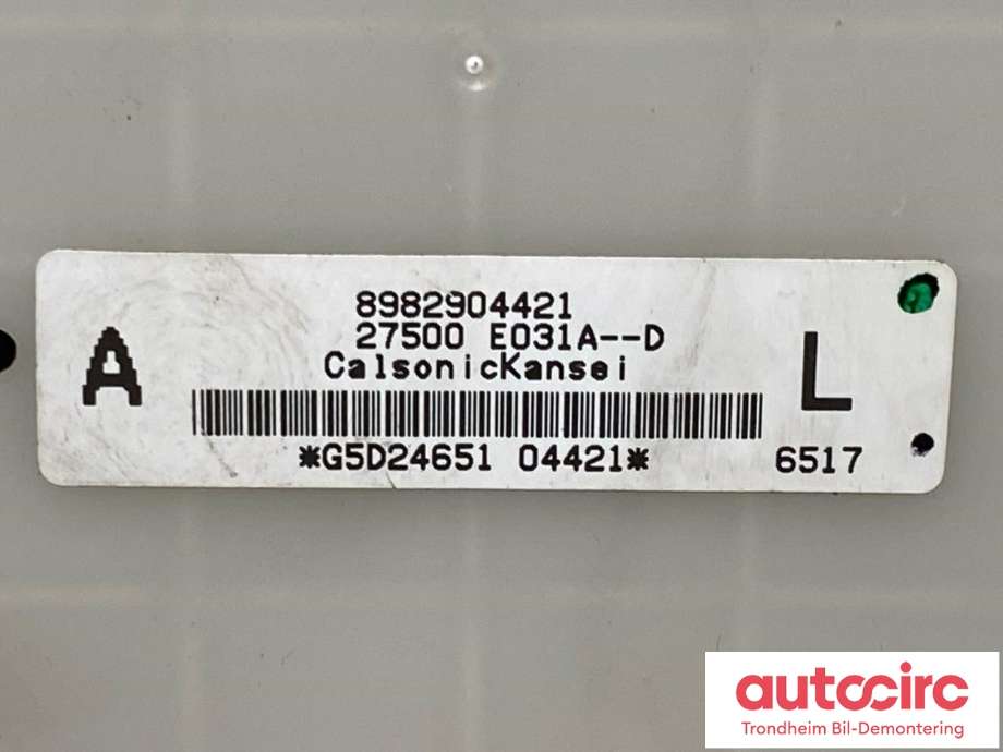 Varmeapparat betjening til Isuzu D-Max 2012-2017 (Type II, Fase 1)  (8-98290-442-1|27500 E031A--D|)