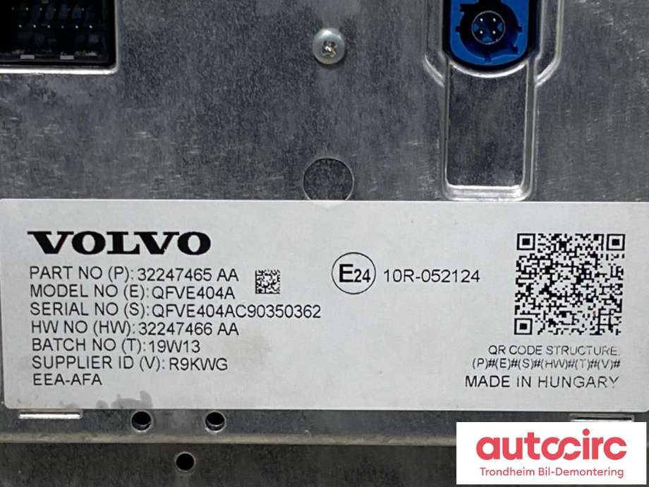 Multimedia display (MCU - Media Controller Unit) til Volvo V90 / V90 CC / S90 2016-->>  (...|36010873|32247465|)