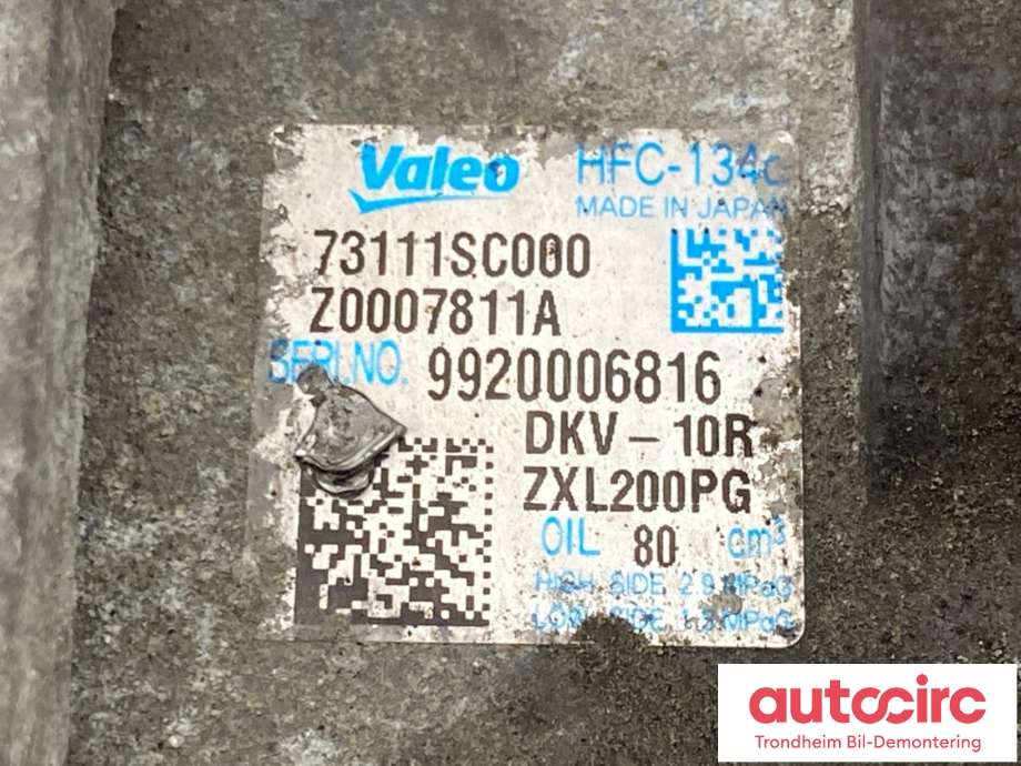 Aircondition kompressor til Subaru Impreza 2008-2012 (Type III)  (VALEO|73111SC000|)