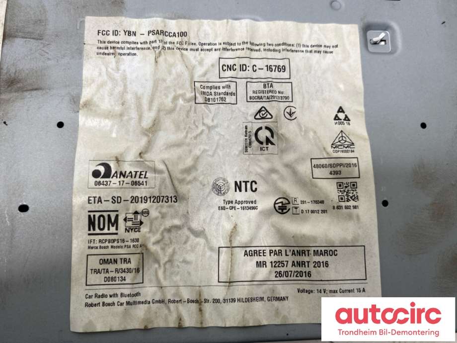 Bilstereo navigasjon spiller til Opel Combo E 2019-->>  (BOSCH|9841575880|7503900297|)